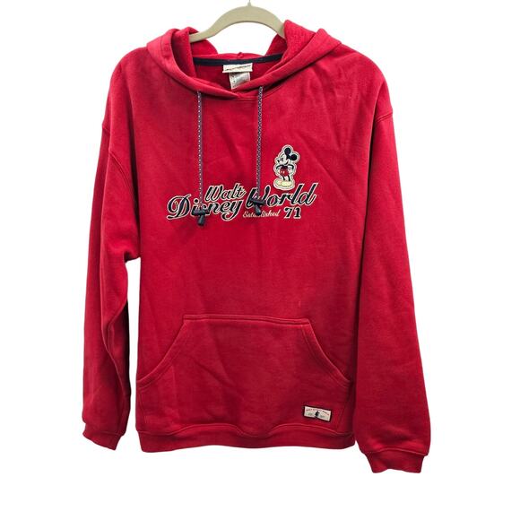 Walt Disney World Sweatshirt Hoodie Sweater Red 1971 Vintage Mickey Mouse - Picture 11 of 13